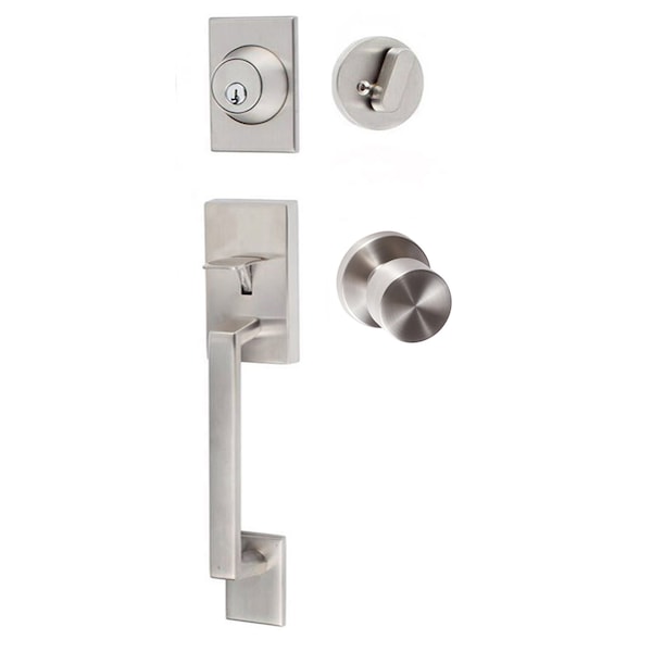Sure-Loc Hardware Sure-Loc Hardware Koln Handleset with Round Thumb Turn, Bergen Round Handset Trim, Satin Nickel KN507-R-BG-RD 15 - main
